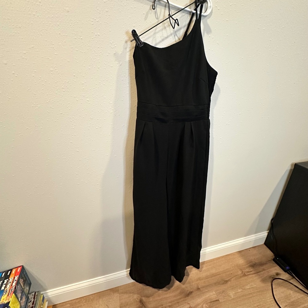 PRETTYGARDEN Jumpsuit Women Size M Black One Shoulder Wide Leg Elegant Formal - Picture 7 of 16
